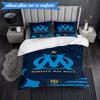3PCS Olympique Football Crest Printed Soft Bedding Set,Including 1pc Duvet Cover And 2pcs Pillowcases Perfect for Bedroom, Dormitory, Fan gift