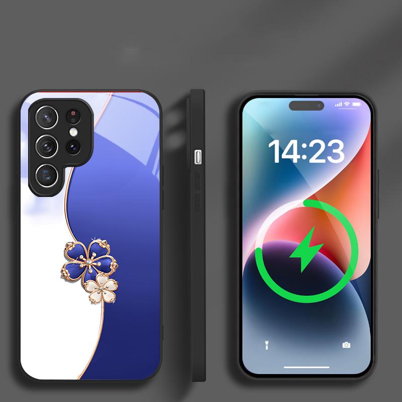 Lucky Four-leaf Clover For Samsung Galaxy S20 FE S21 22 23 Plus S24 Ultra S25 Edge S24Ultra 22Plus For Magsafe Glass Phone Casee