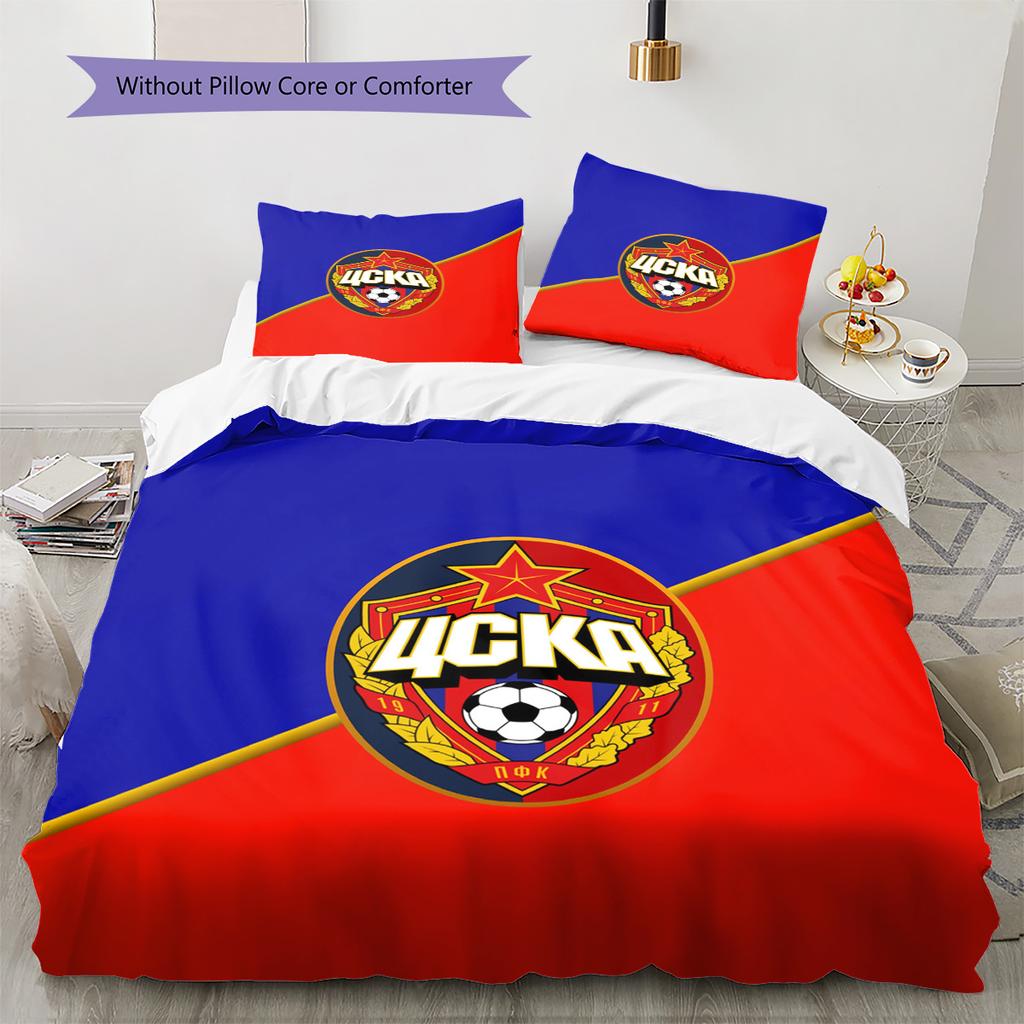 CSKA Moscow Logo Pattern Bedding Set Quilt Cover Pillowcase Home Decor Gift (1 * Duvet Cover + 2 * Pillowcase, Without Core)