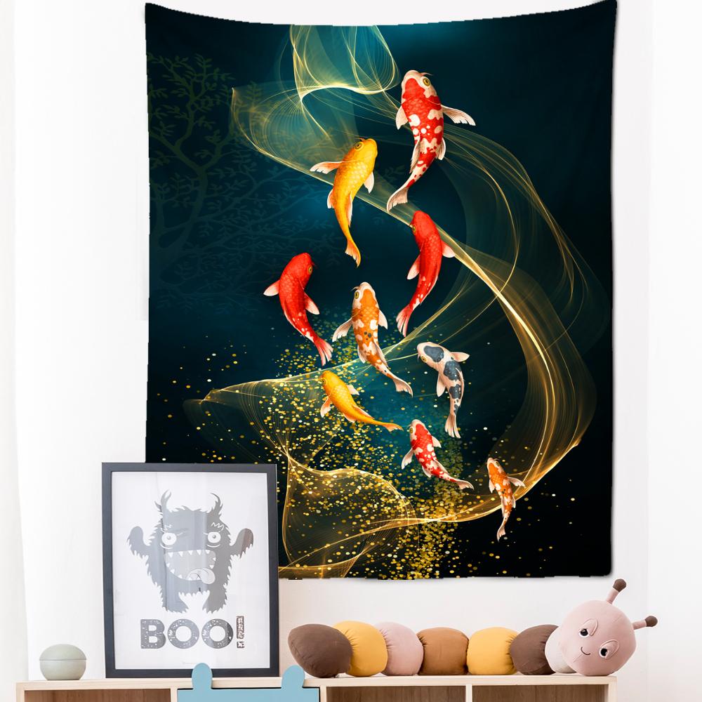 

Неоновая картина, гобелен, настенный подвесной богемный стиль, Лось, кои, психоделическое колдовство, домашний декор для гостиной 95x70cm