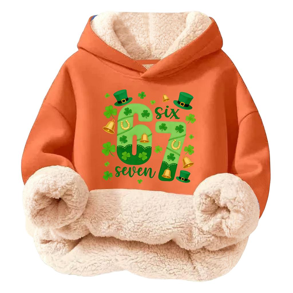 Children's Fashionable Printing Casual Fleece Hooded Loose Fit Hoodie Without Pockets