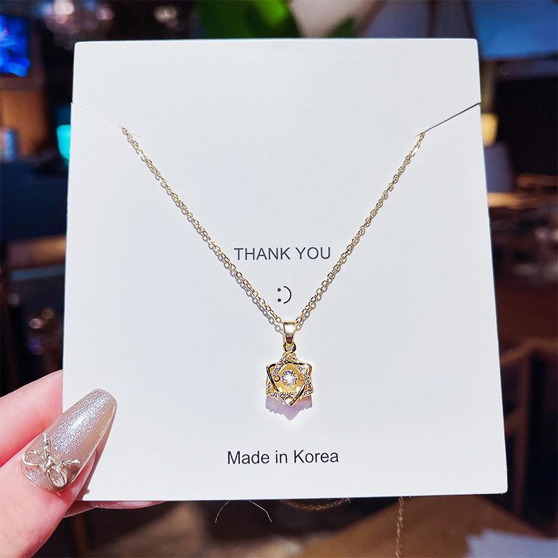 Elegant Zircon Titanium Steel Necklace: Women's Luxury Clavicle Chain with Fashion Pendant