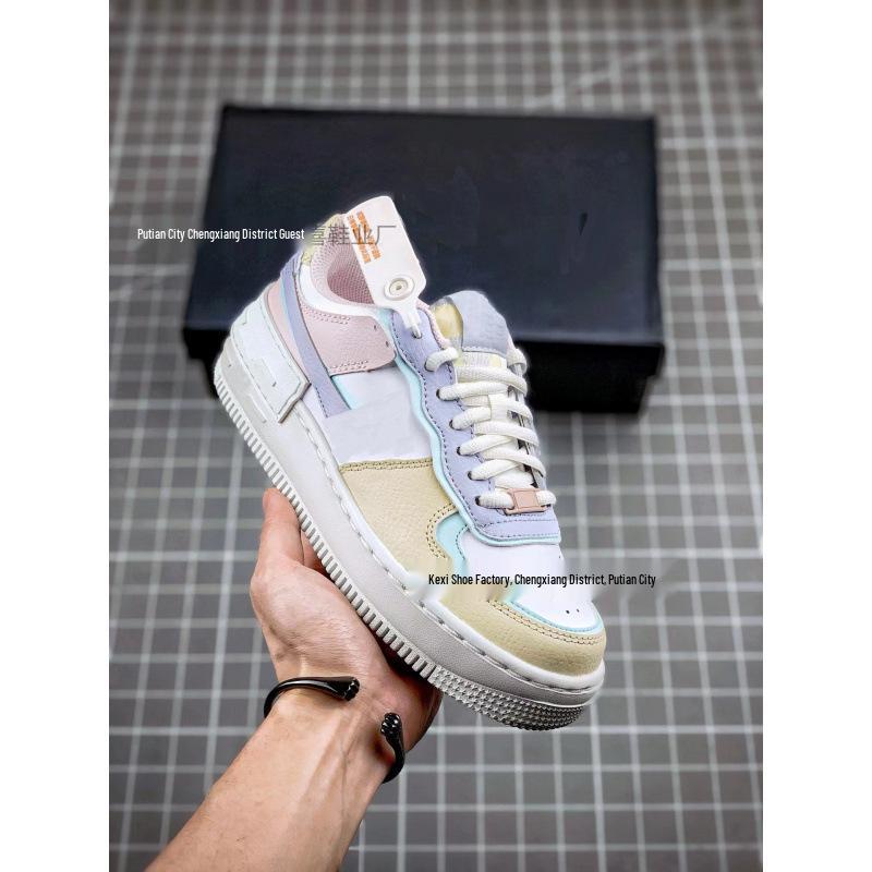 AF1 Air Force 1: Pure White Women's & Men's Low-Top Shoes in Wheat Color - Casual Couple Style.