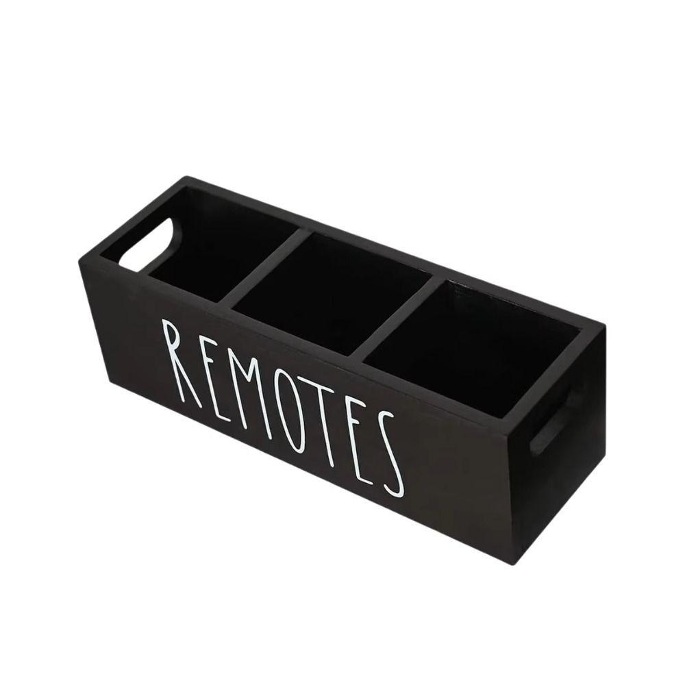 With Handle Desktop Storage Box Solid Wood Pencils Holder Black Desktop Organizer  Office