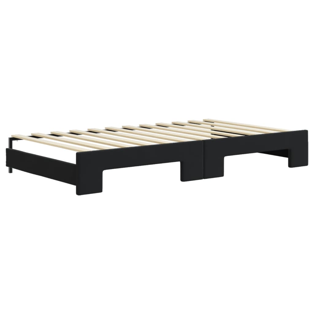 Vidaxl Sofa Rozsuwana Z Szufladami, Czarna, 100X200 Cm, Aksamit
