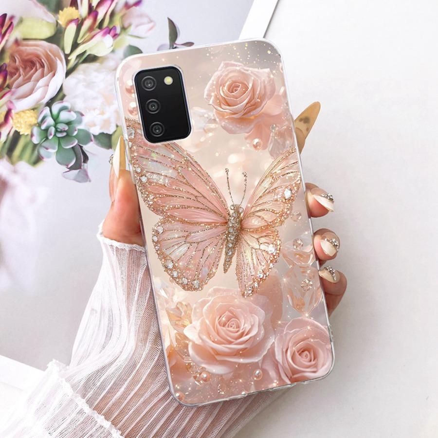 Case For Samsung Galaxy A03s A03 Core A03 Phone Cover for SamsungA03 A 03 S Soft Silicone TPU transparent Painted Flower Fundas