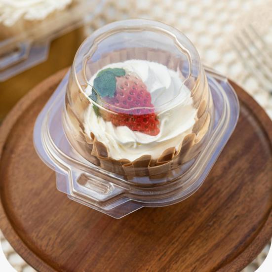 25/100Pcs Cake Packaging Box Transparent Muffin Cup Storage Container Stackable Reusable Design Cupcakes Cases