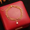 18K Gold Plated Faux Pearl Layered Bracelet - Hip Hop Style, Colorfast Jewelry for Women