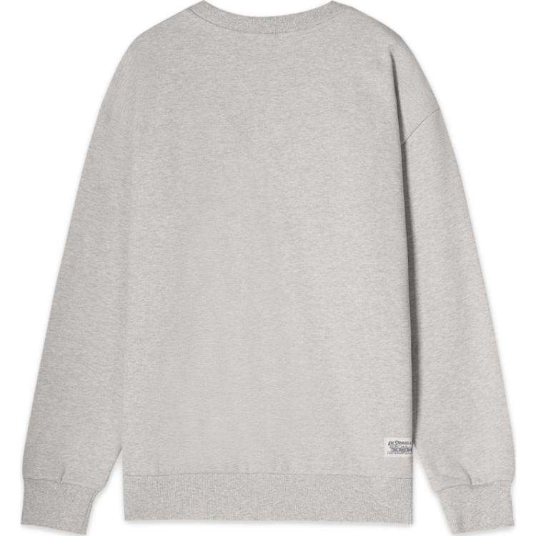 Levis Denim Wanderer Series FW24 Logo Print Ribbed Crewneck Loose Long Sleeve Sweatshirt Men sweatshirt Gray 0018N-0001