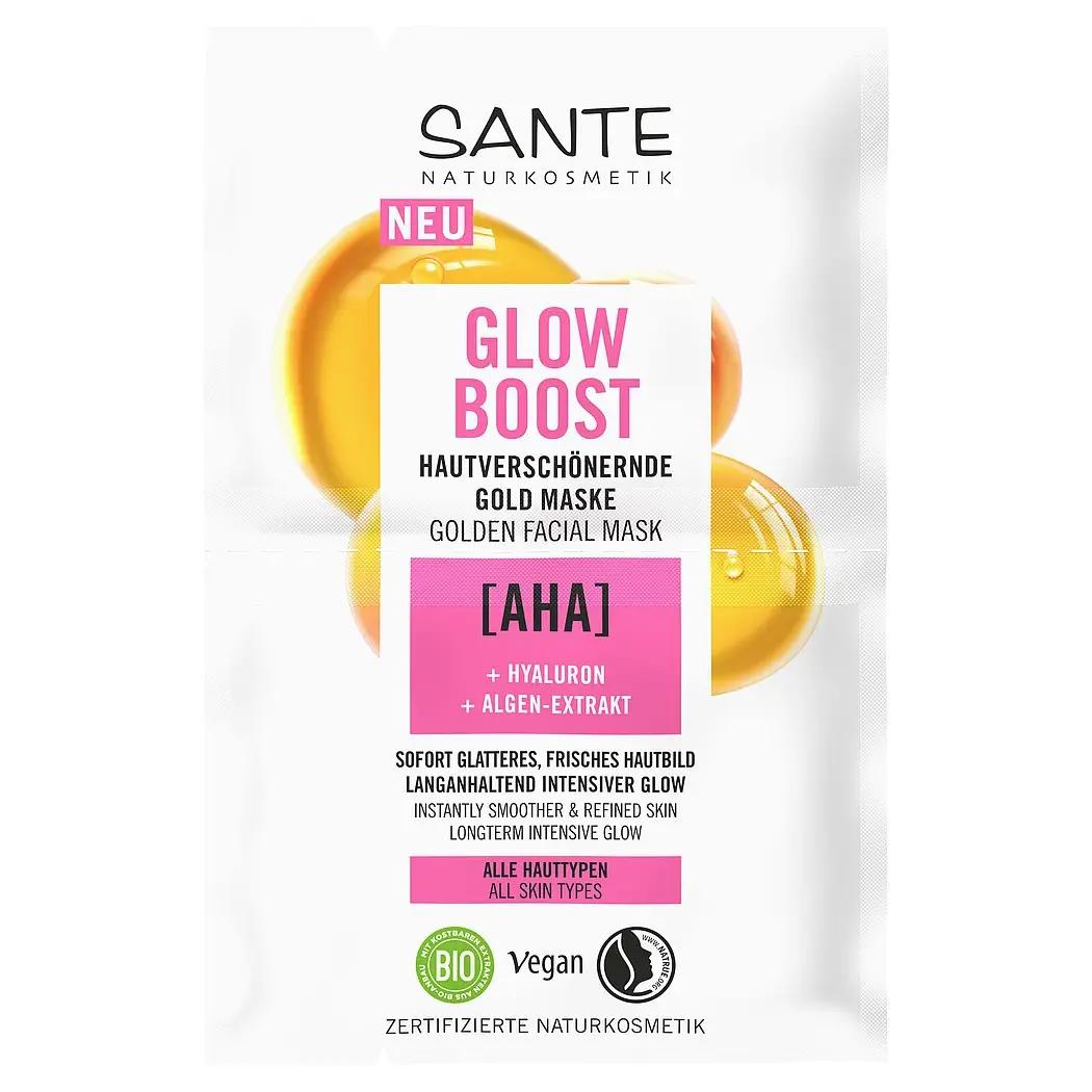 

БИО-Маска золотая GLOW BOOST для лица с АНА и гиалуроновой кислотой SANTE 2*4мл