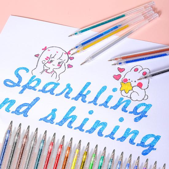 Glitter Gel Pen Set Smooth Writing Colored Drawing Pens Portable Journaling Crafting Doodling Glitter Pens for Adults School Supplies