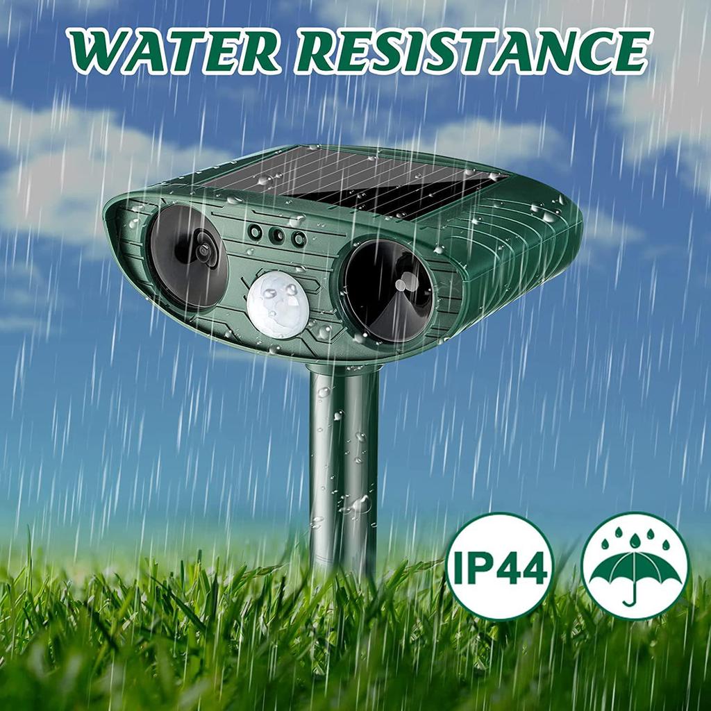 Waterproof Solar Animal Repeller: Ultrasonic Rodent, Cat, and Dog Deterrent with Infrared Sensing