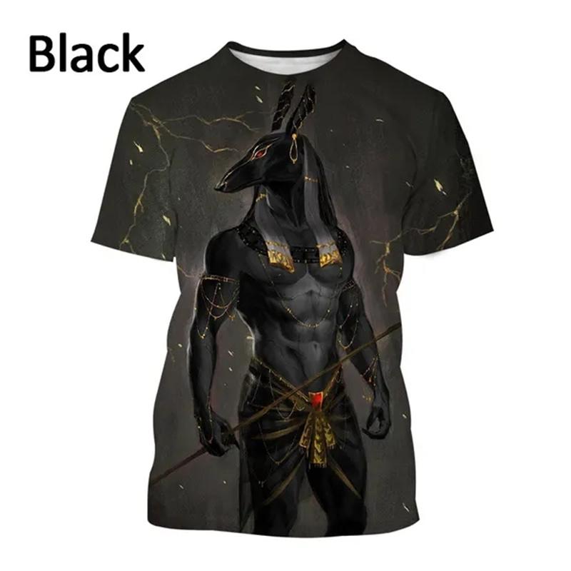 Sensenmann Anubis T-Shirts 3D-Druck Ägyptischer Gott T-Shirt Auge von Ägypten Pharao Mode Harajuku Kurzarm T-Shirt 6XL black