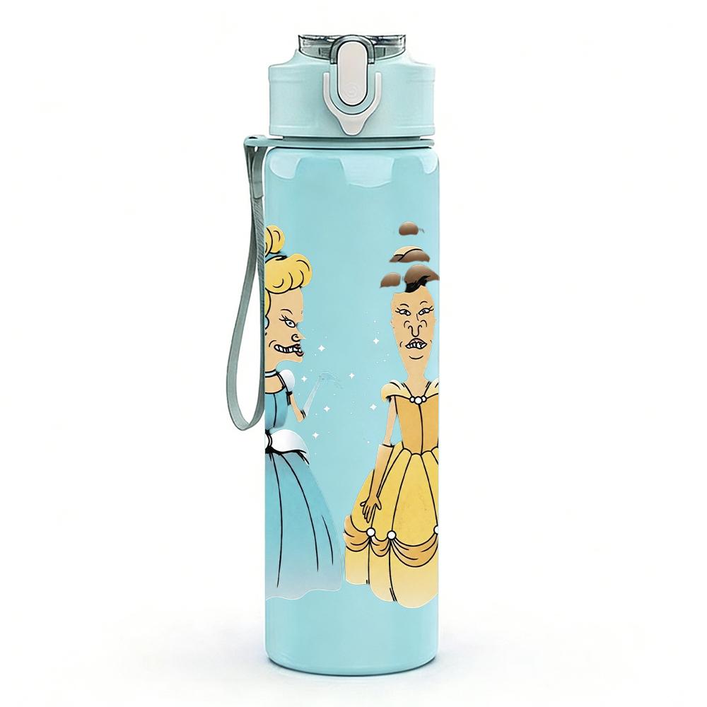 1PC Vintage Royal Princess Cartoon Lady Print 750ml Portable Sports Water Bottle Leakproof Gym Outdoor Travel Drink Cup