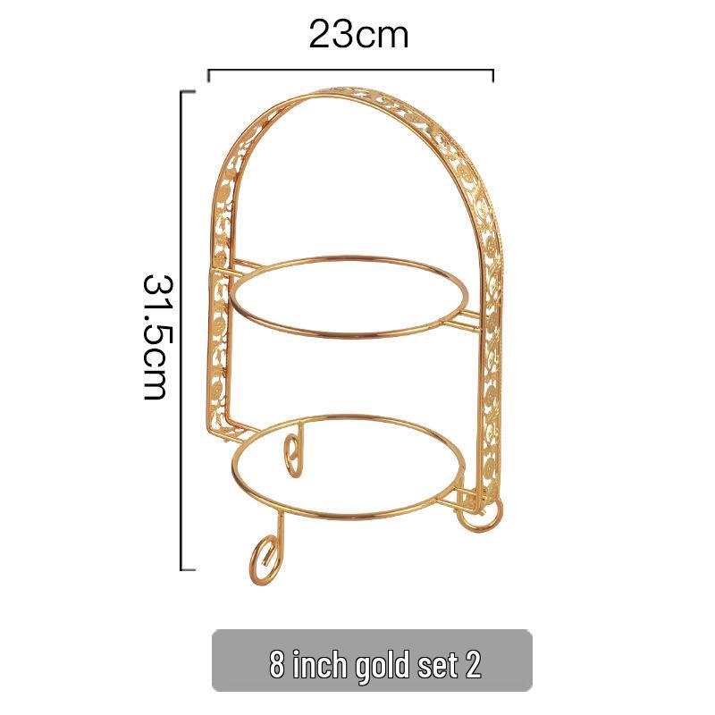 European-Style Iron Art Double-Layer Cake and Pastry Stand