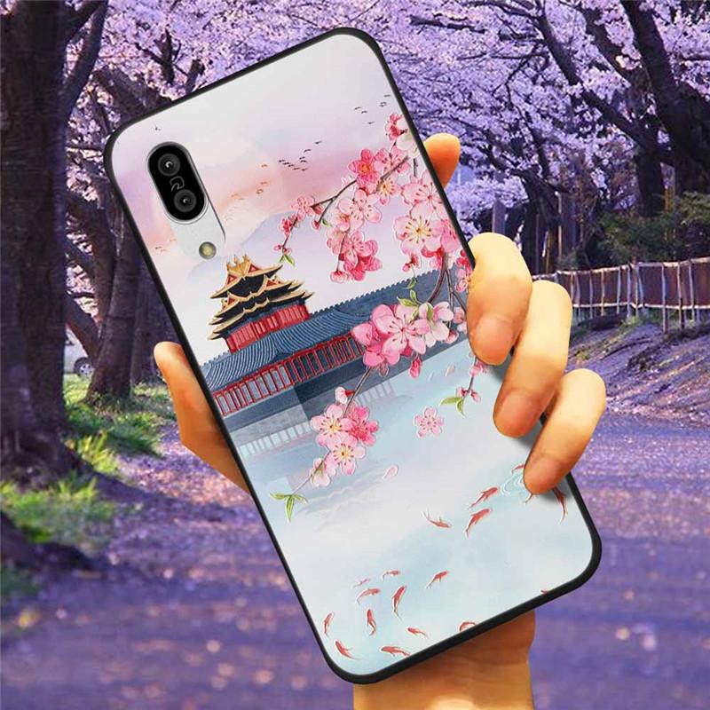 For Sharp Aquos Sense3 Case 3D Flower Relief Silicone Soft Emboss Cover For Sharp Aquos Sense 3 Lite Sense6 6 Luxury Cartoon