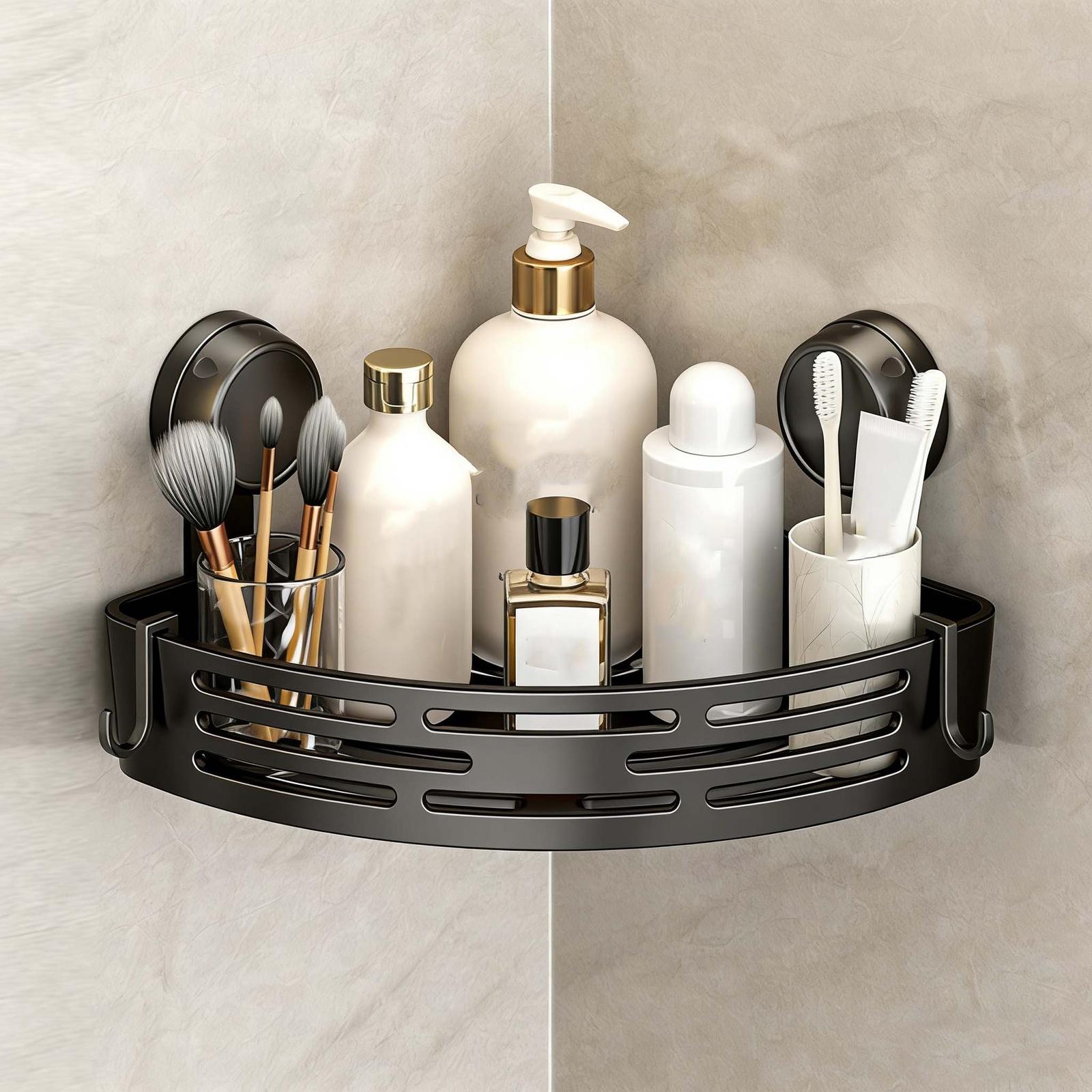 Suction Cup Corner Shelves No Drilling Bathroom Storage Rack,  Shower Shelf Suction Cup Shower Caddy Corners Organizer Storage Rack Adhesi
