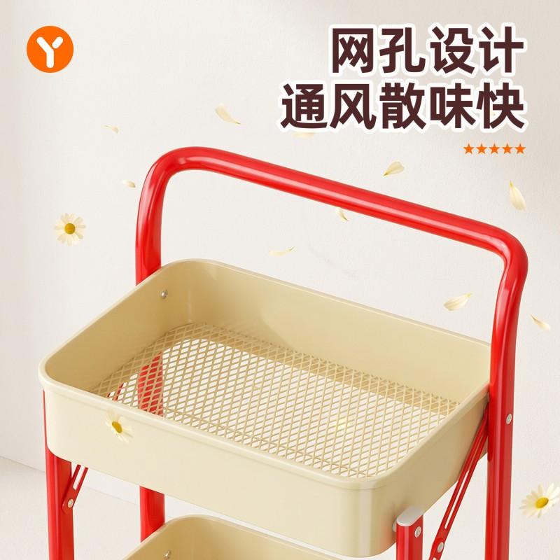 3-Tier Foldable Rolling Storage Cart Kitchen Living Room Snacks Gap Space Organization Steel Frame