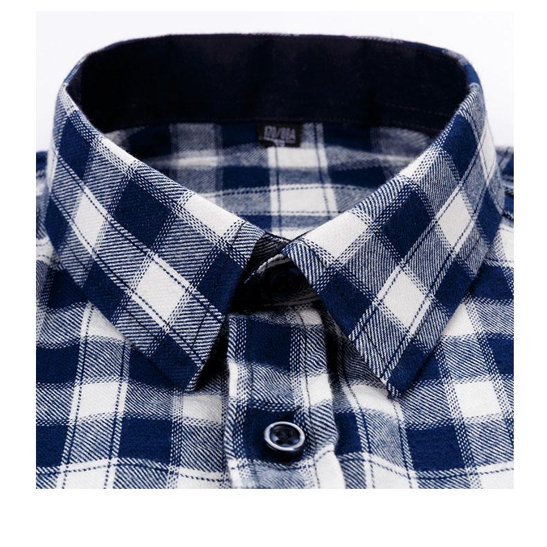 New Winter/Autumn Cotton Brushed Long Sleeve Men Plaid Shirts Soft Comfortable Plus Size Business Casual