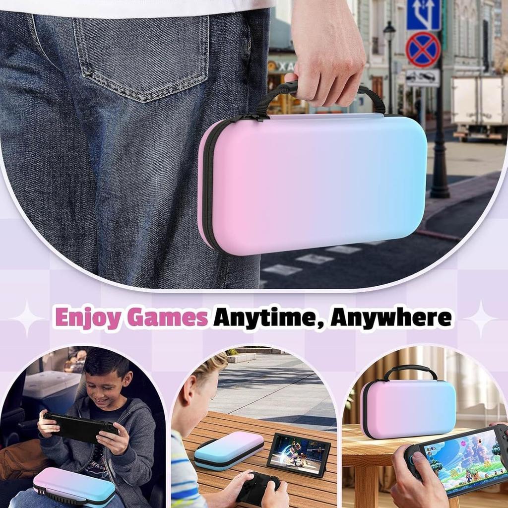 Storage Bag For Nintendo Switch Console Carrying Case For Switch OLED with 20 Games Cartridges Protective Hard Shell Storage Bag
