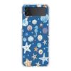 Phone Case For Samsung Galaxy Z Flip 3 4 5 Hard Folding Clear PC Bumper For Samsung Z Flip 6 Back Cover Blue Ocean Animals