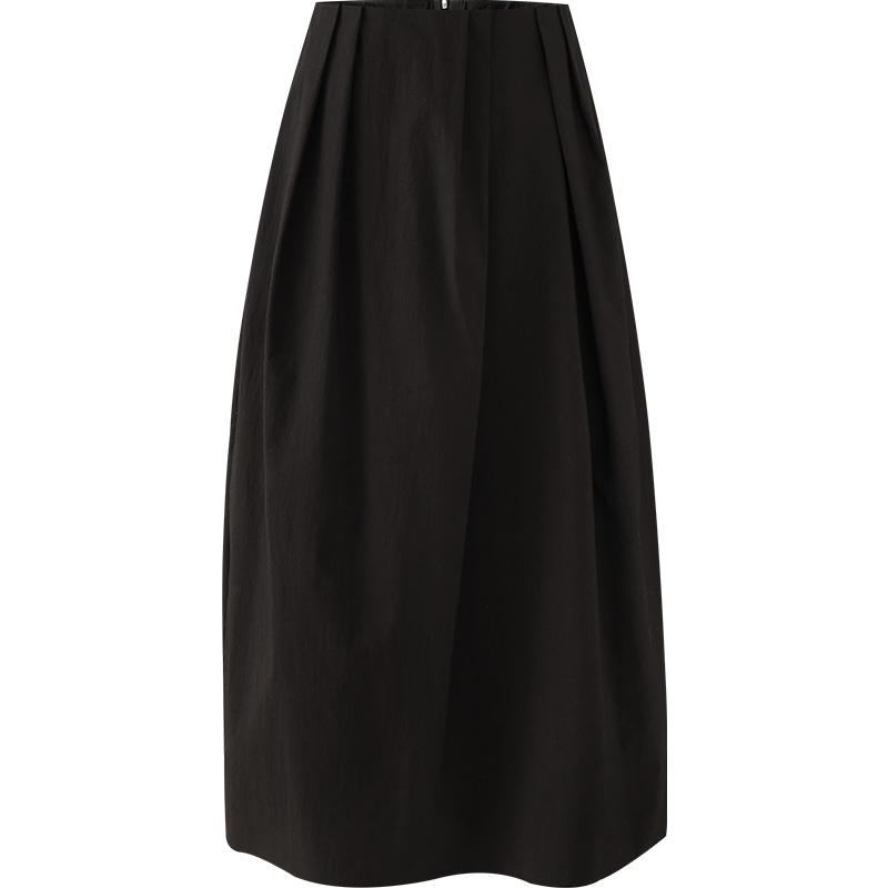Minimally pleated and relaxed half skirt, women's floral bud skirt, long skirt, small umbrella skirt