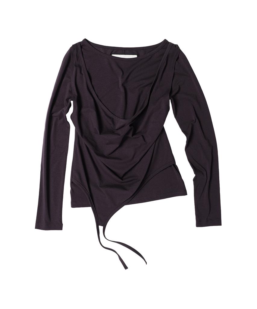 THEVINYLHOUSE Draped Layered Ls Tee(W) Purple