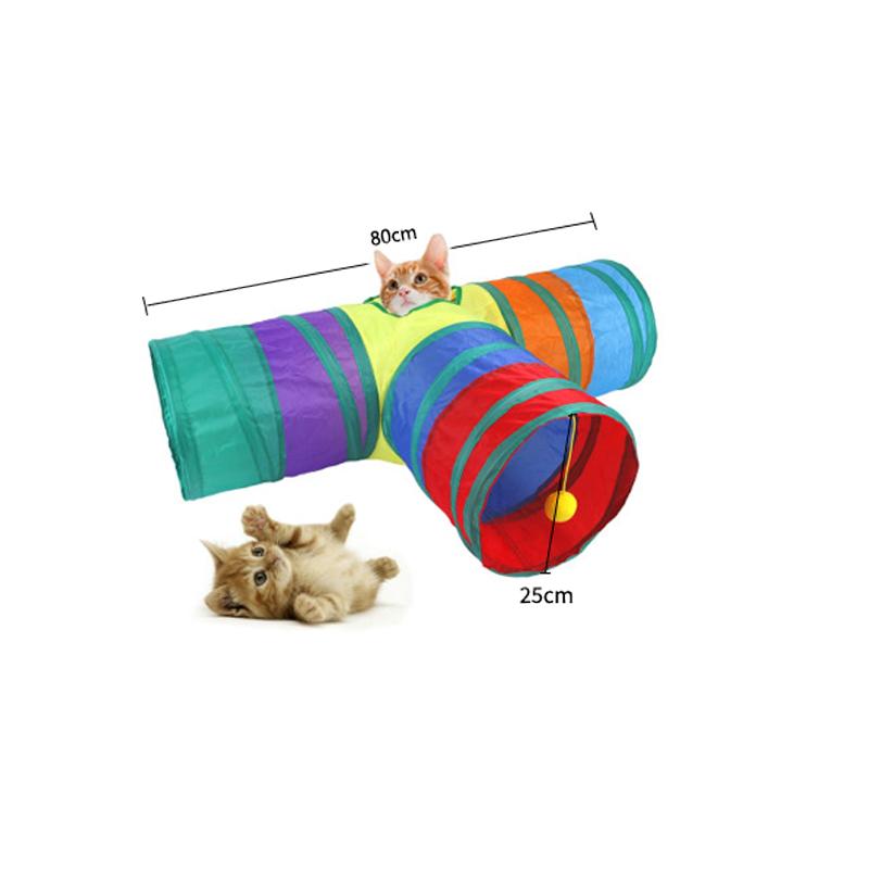 Y-Shape Pet Cat Tunnel Toys Foldable Kitty Training Interactive Peek Hole Fun for Cats Rabbit Animal Play Tunnel Tube Toy