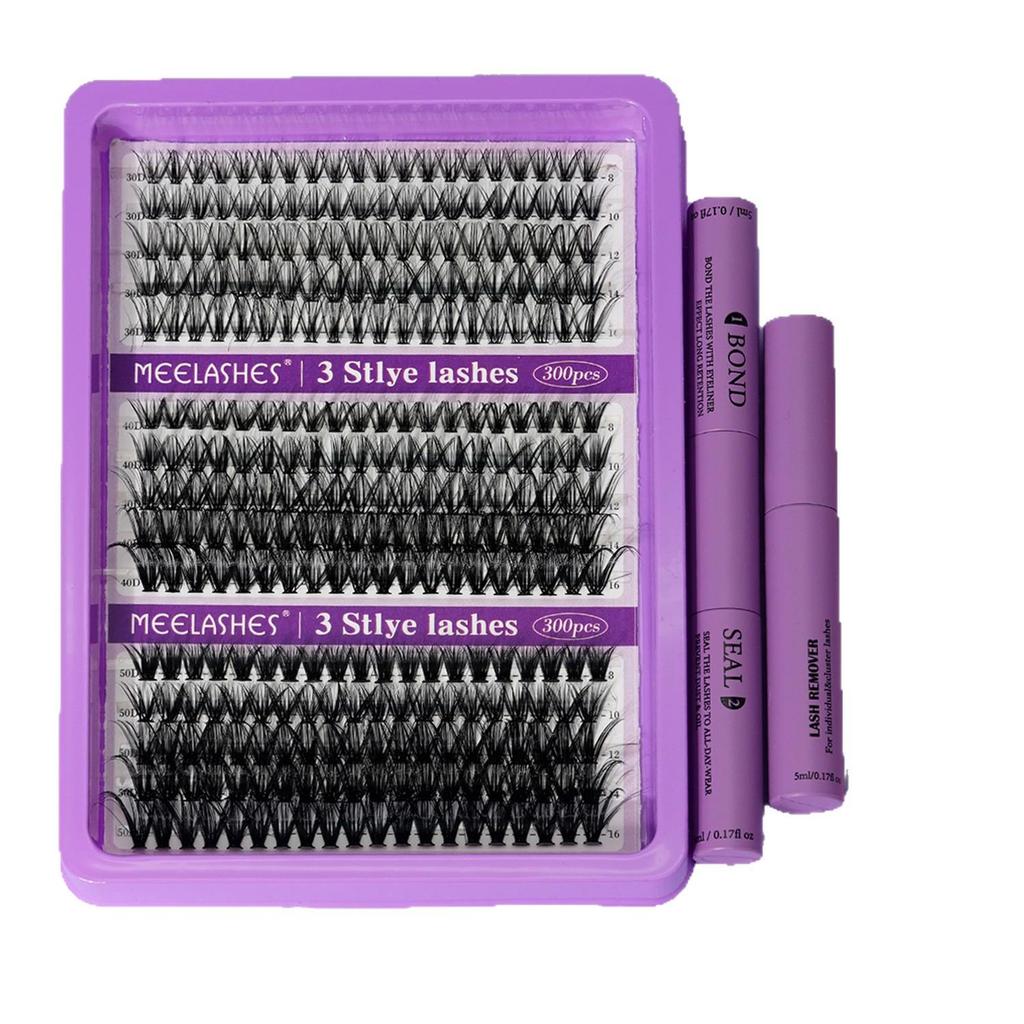 Cross-Border DIY Individual Cluster Lashes: Dense, Thick, Long, Root-by-Root, Clear Mixed, Large Capacity.