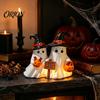 Halloween Mantel Countertop Decor Ghost Figurine, Cute Spooky Resin Statue with Retro Table Decorations Witch Hat for Table, Tiered Tray, Kitchen,