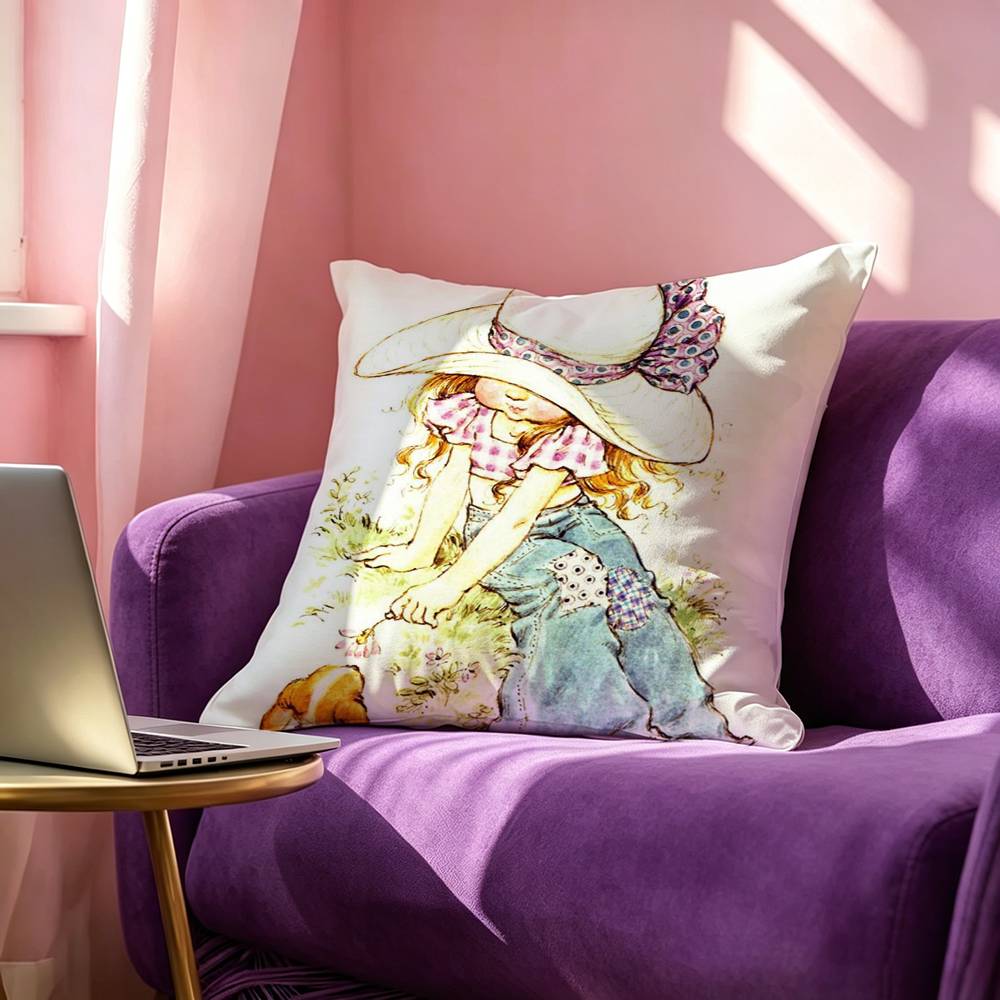 SSarah KKay Girl Square DoubleSided Printed Pillow Case Bedroom Bedside Pillow Sofa Cushion Cover
