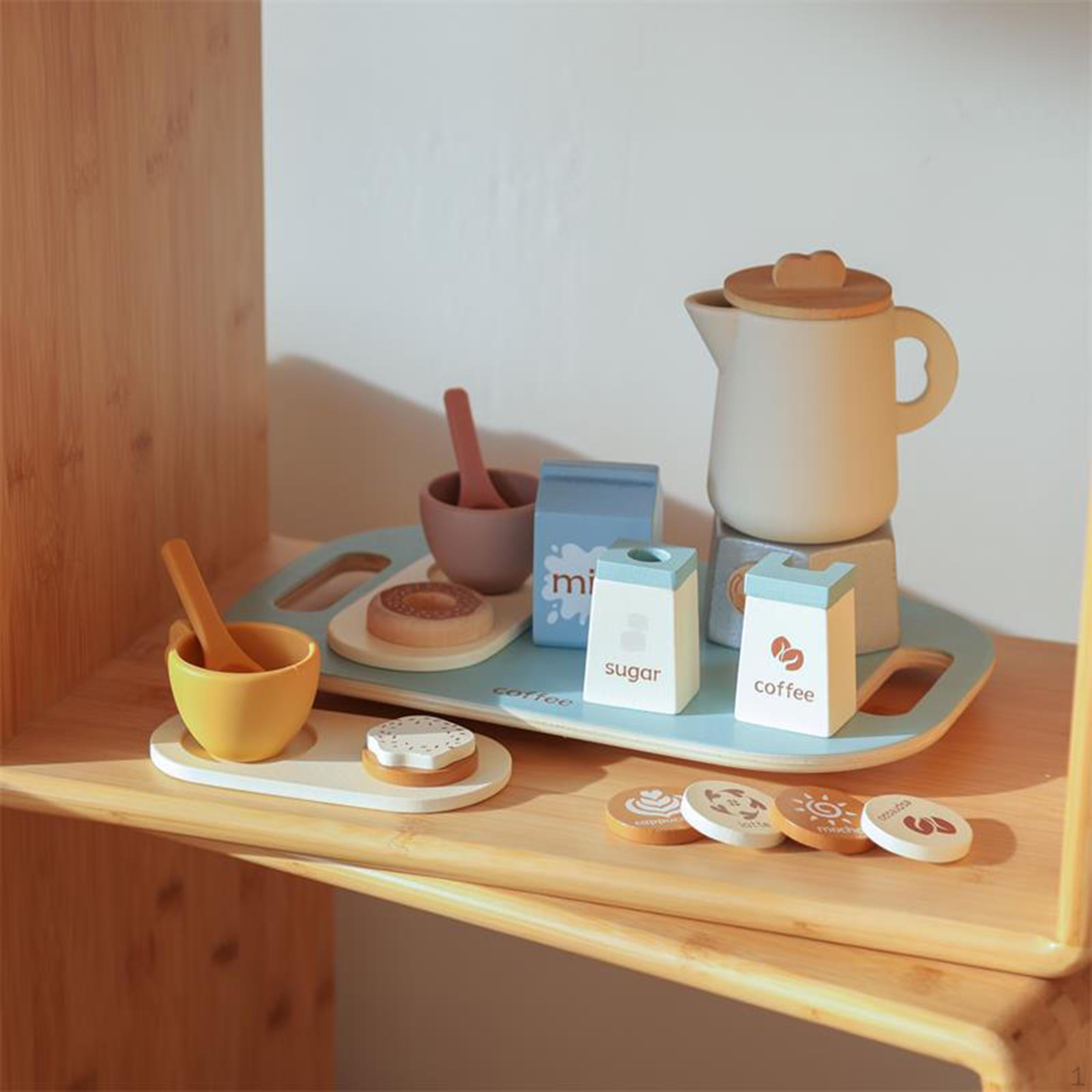 Wooden Tea Party Set for Little Girls Food Playset Kids Sugar Children Coffee