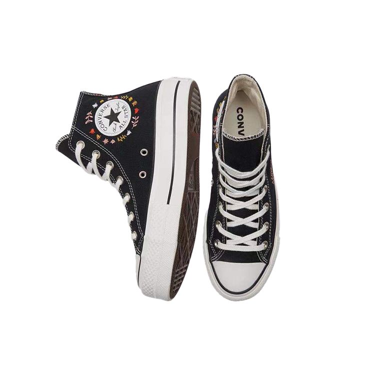 Converse Chuck Taylor All Star Platform High Its Okay To Wander - Schwarze Damen Sneaker Weiß 571085C