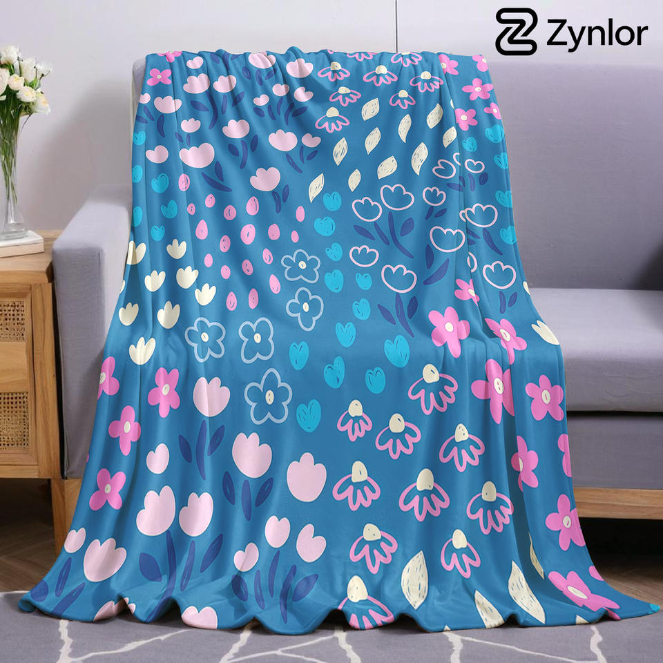 Cute Pink Tulip Floral Ultra Soft Sherpa Fleece Blanket Fluffy Warm Halloween Cozy Throw for Sofa Couch Bedroom Gift All Season
