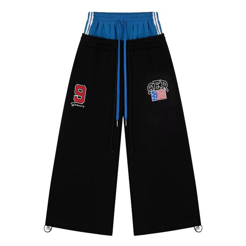 Vintage American Style Wide Leg Sweatpants Unisex Loose Casual Trousers Streetwear