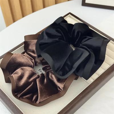 Simple Velvet Large Intestine Hair Band High Sense Ruffle Leaf Edge Headrope Women's Golden Flower Temperament Hair Rope