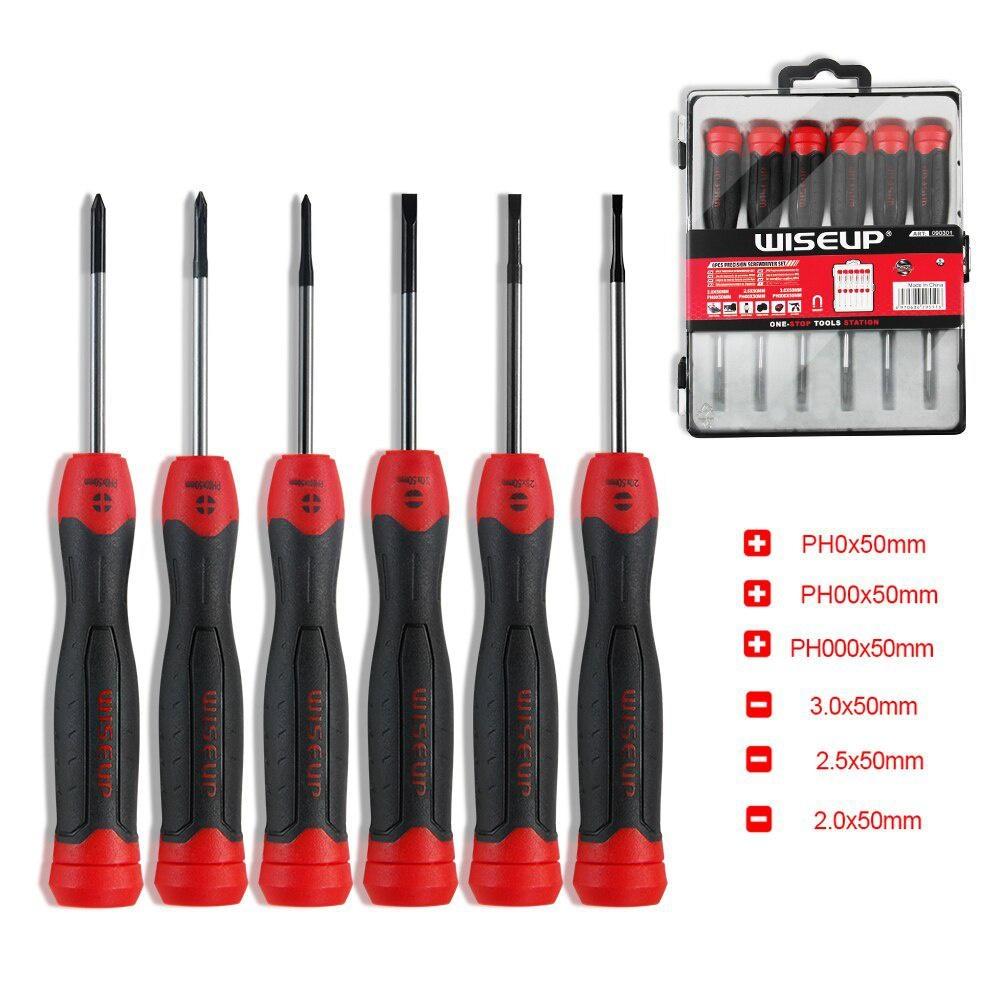 

WISEUP 6 шт. Набор магнитных отверток с плоским и крестообразным шлицем, набор прецизионных отверток для ремонта телефонов, компьютеров, домашних многофункциональных инструментов 6 Pcs/Set
