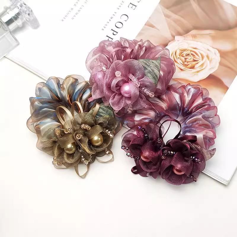 Elegante Elastico per Capelli in Rete di Seta a Doppio Strato e Porta Coda di Cavallo per Donna