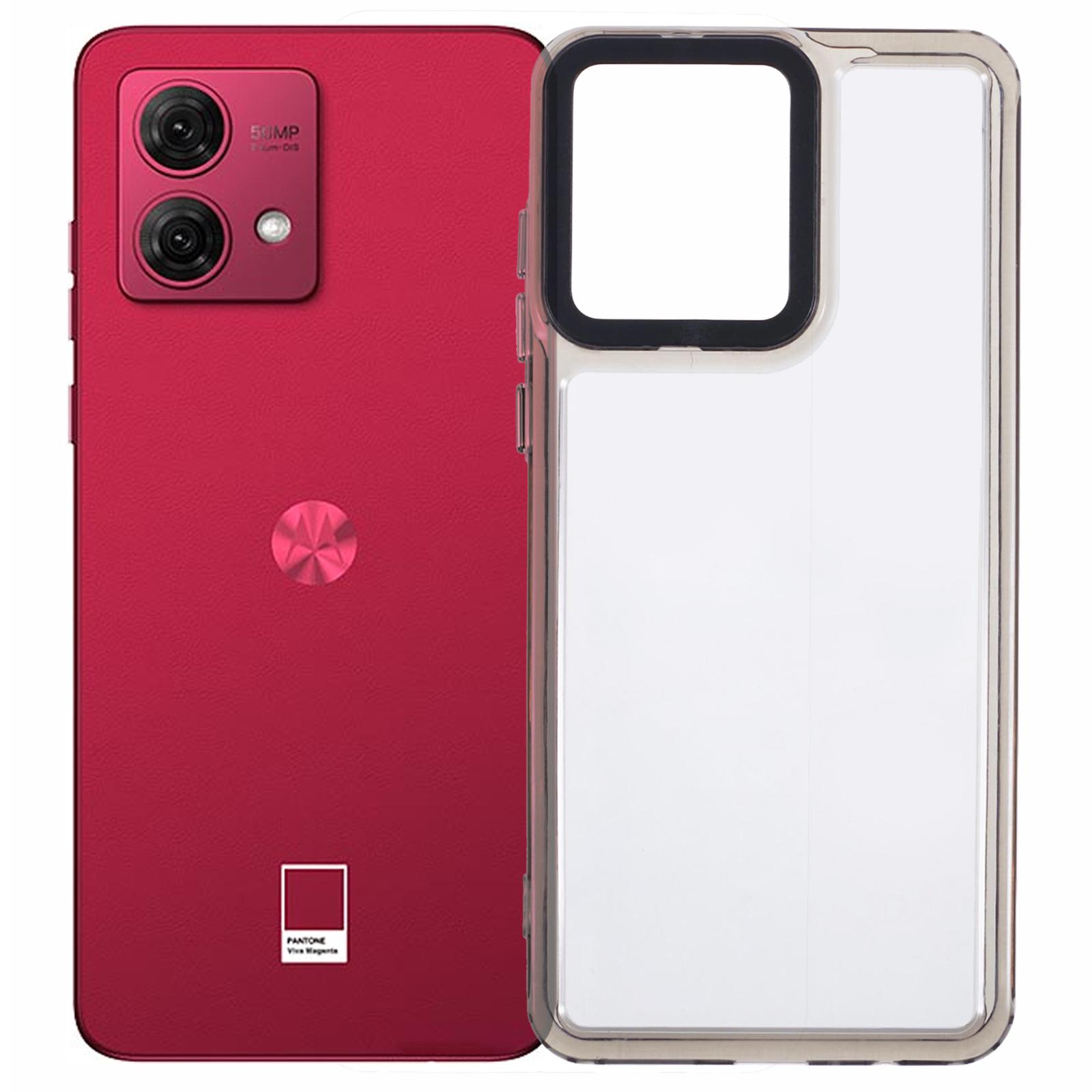 

For Motorola Moto G84 5G Clear Phone Case PC+TPU Hybrid Back Cover Transparent Black