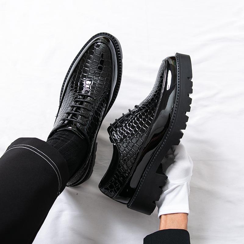 Męskie mokasyny modne sznurowane szpiczaste skórzane buty męskie biznesowe wizytowe casualowe buty handel zagraniczny duży rozmiar buty muffin