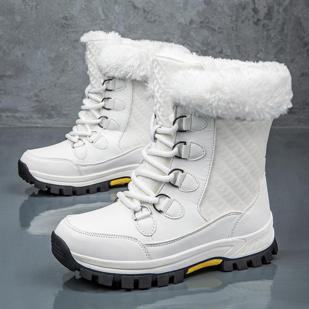 Women's Winter High-Top Non-Slip Snow Boots with Long Fur - Warm Large Size Ski Boots
