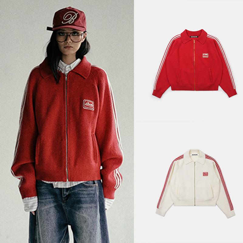 Korean Badblood BCAC Series American Spicy Girl Red Women's Knitted Cardigan
