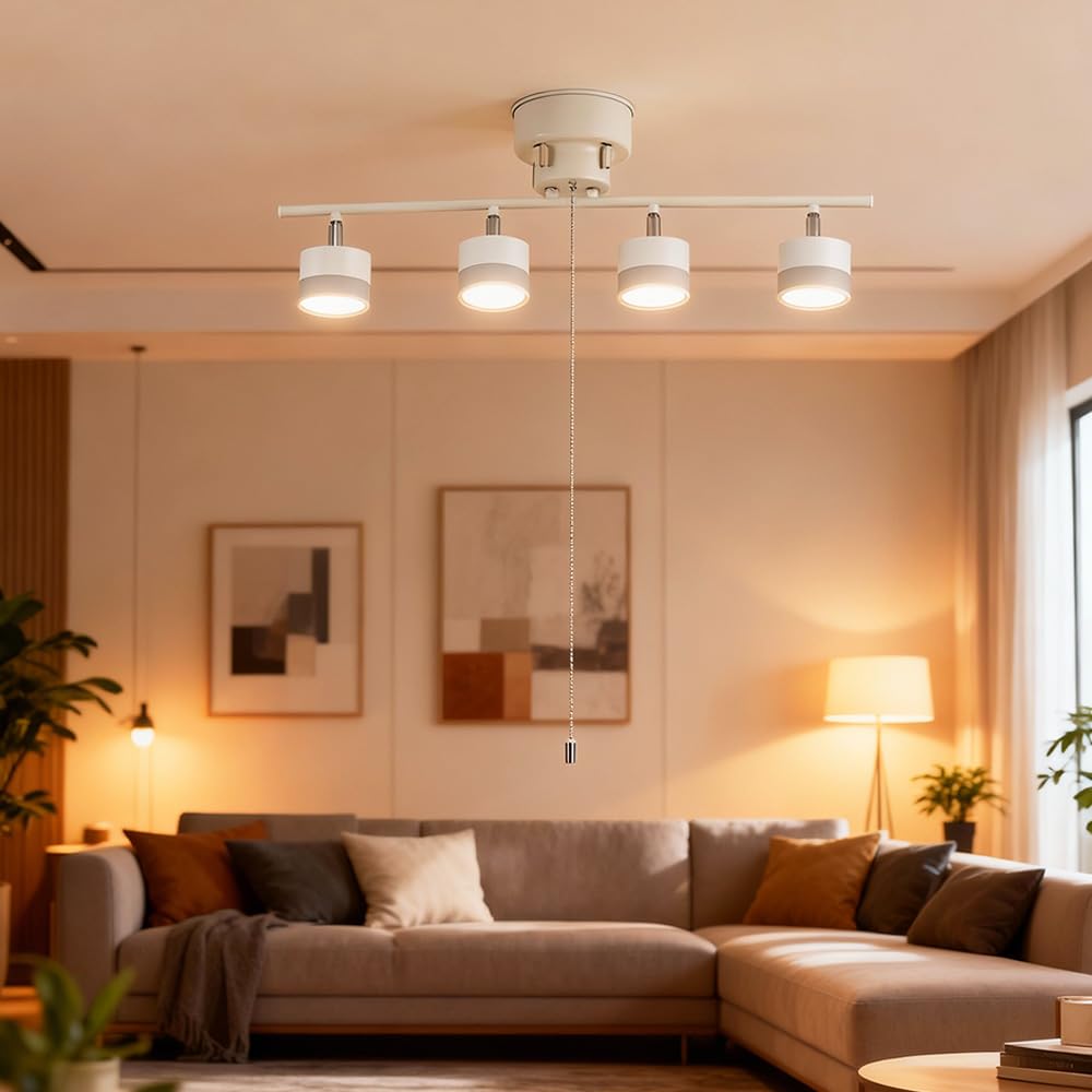 

IVNIS LED Ceiling Light, 4-Light, Stylish, Scandinavian Design, 4-Light Spotlight, Daylight White, 6500K, Integrated LED Bulbs, 40,000-Hour Lifespan,