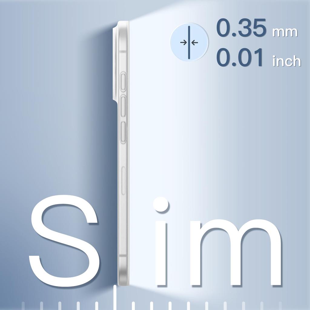 JETech Thin Case for iPhone 16 Inch Full Camera Lens Protection Lightweight Matte Finish PP Hard Minimalist Cover (0.35mm Thin) 6.1 (Frost Clear)