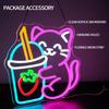 Cat Boba Tea Neon Sign LED Night Light Wall Decor, Room Decoration, USB Powered Neon Lamp for Bar Club Party Shop