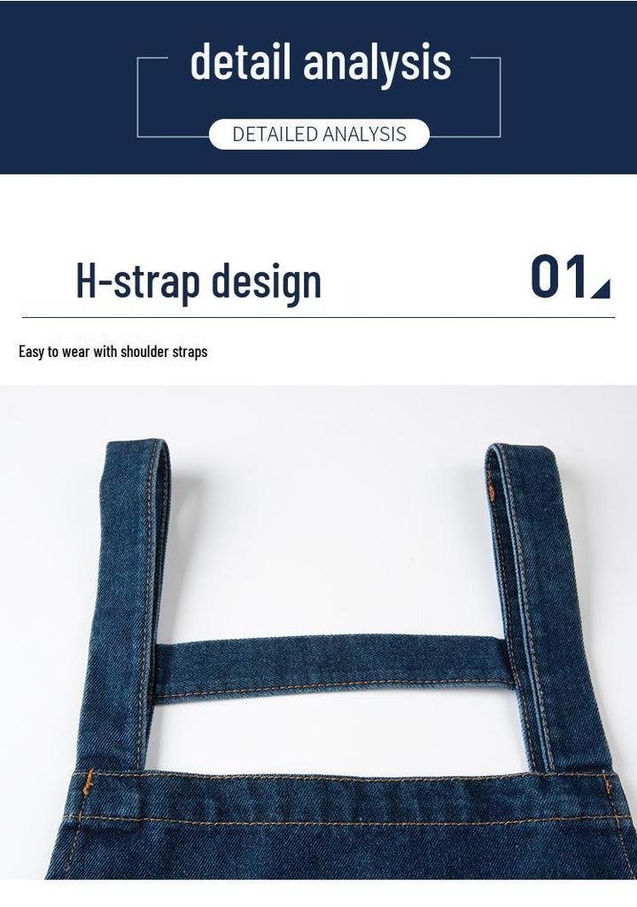 Custom Logo Denim Apron for Restaurant, Nail Art, Baking, Coffee Shops, and Barbershops