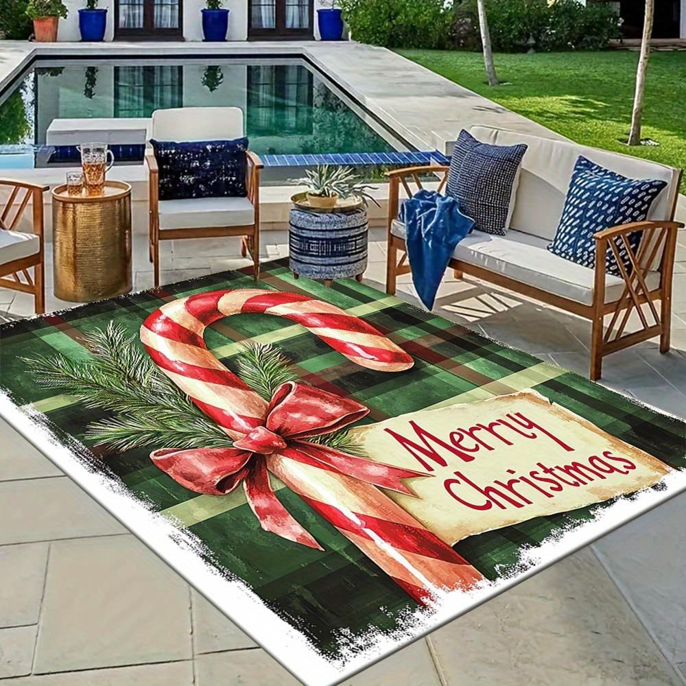 1pc Merry Christmas Area Rug, Slip-Resistant, Easy-Clean, Stain-Resistant, Perfect for Cozy Living Rooms, Bedrooms, Kitchens, Offices, and H