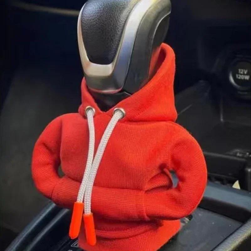 Fashion Hoodie Car Cute Cartoon Gear Shift Knob Cover Gearshift Handle Gear Lever Decorative Hoodie Cover Auto Interior Accessor