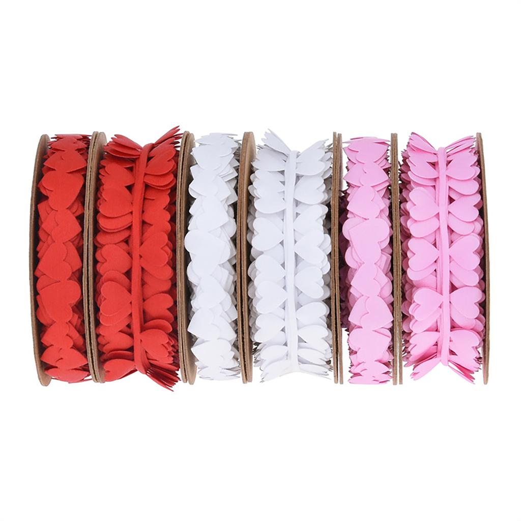 Set Of 3 Colorful Silk Ribbons for Gift Wrapping Love Heart Embossing Polyester Ribbon Wedding Party Decoration