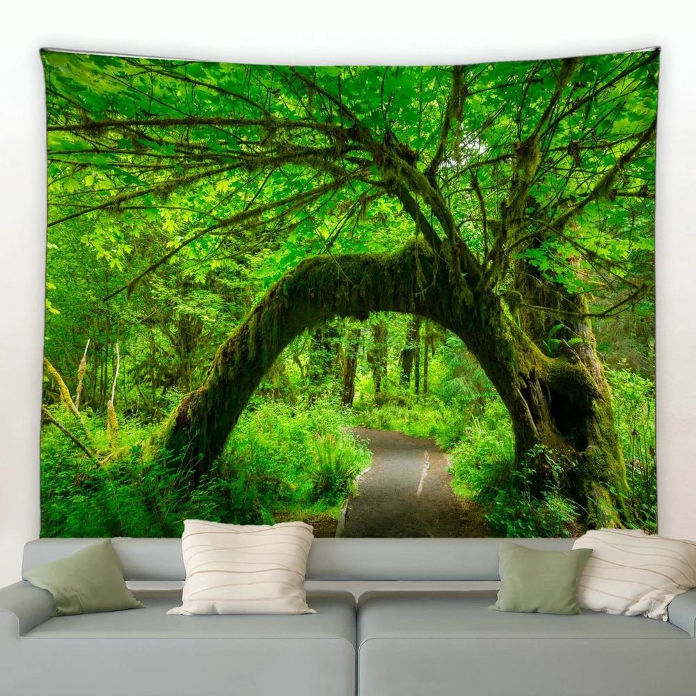 Jungle Waterfall Tapiserie peisaj natural Tapiserie pentru dormitor Sufragerie Tapiserie pentru decorarea peretelui casei